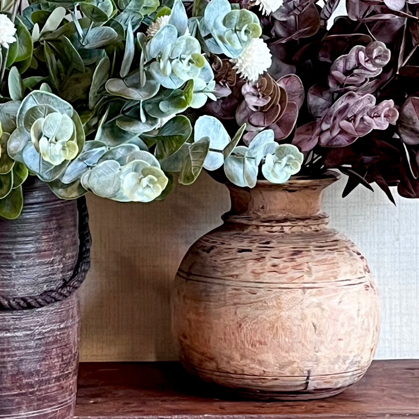 ORLA Round Vintage Vase - Wood